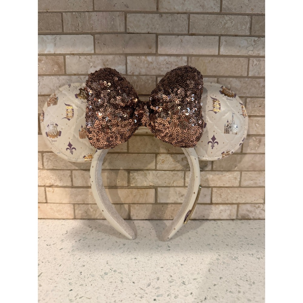Disney Parks 70th Anniversary Minnie Mouse Ears Headband Rose Gold Bow